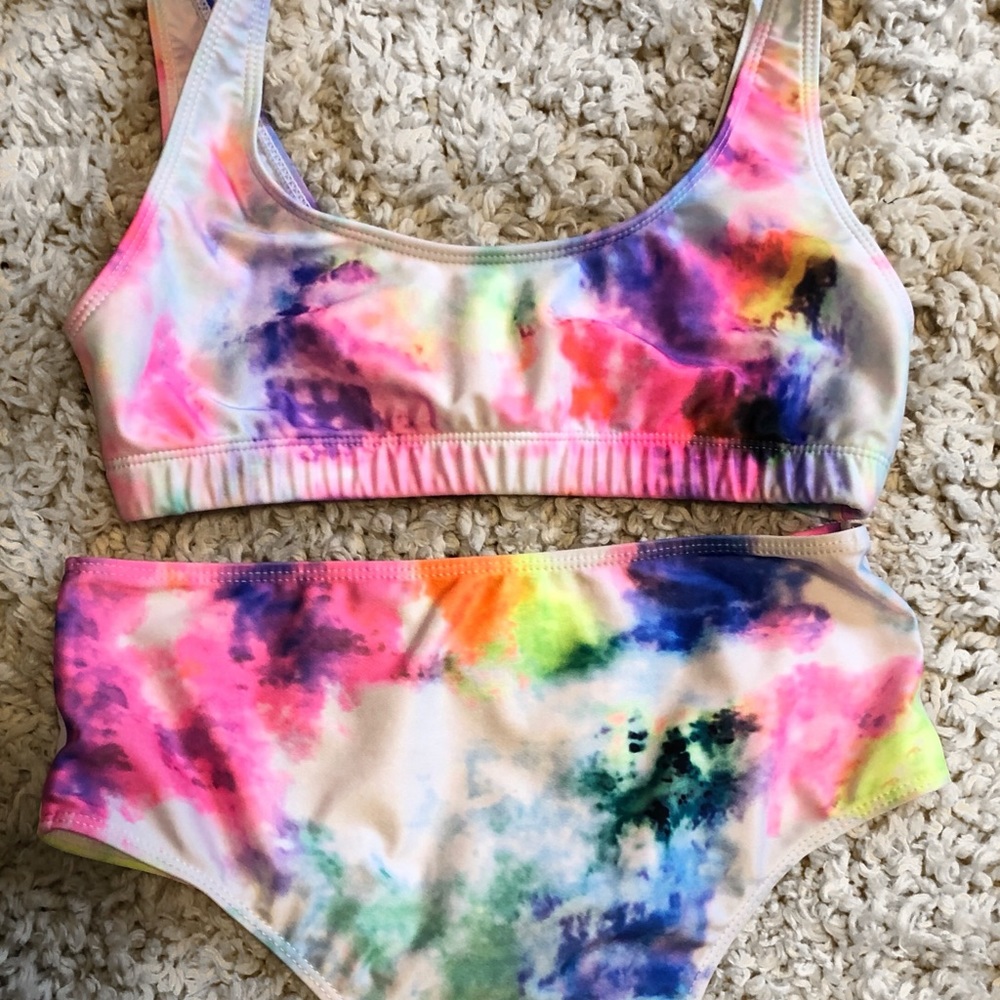 Tye dye mid rise bikini